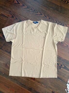 Polo by Ralph Lauren Beige V-Neck Short Sleeve Tee